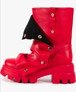 Atuelang Women's Slouchy Fold Over Boots Platform Wide Calf Shark Boots Pull On Fashion Short Booties