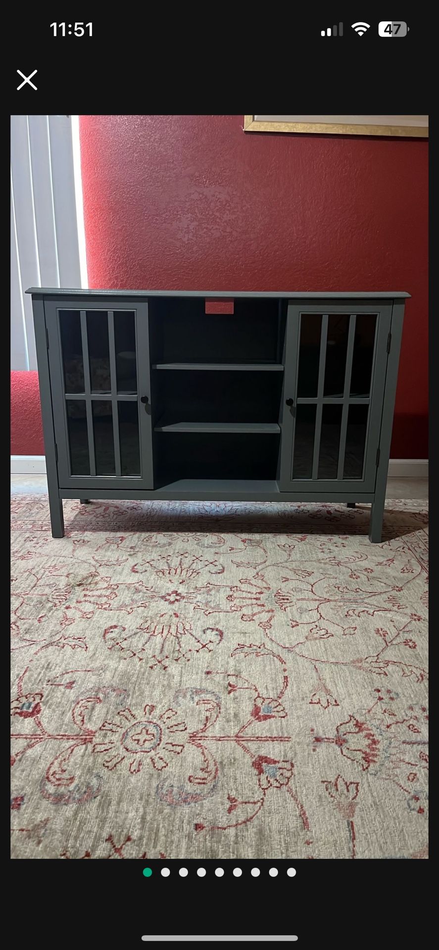 Gymax Wood TV Stand Entertainment Media Center Gray Console