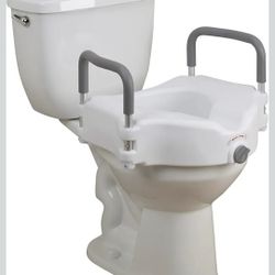 Drive Medical RTL12027RA 2-in-1 Raised Toilet Seat with Removable Padded Arms, Standard Seat