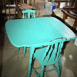 Vintage Wooden Table & 2 Chairs