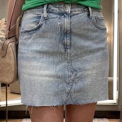 SO Denim Skirt - Juniors Size 15/32W - Distressed Hem