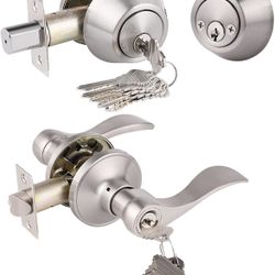 3 Set Entry Door Handle & Double Cylinder Deadbolt For Sale $34.00 50%+ OFF Retail $69.99 NEW IN BOX