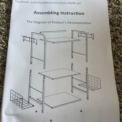 Space Saving Organizer Rack – Kitchen/Bathroom Storage - Floor-Standing, Side Hooks and Baskets (New)