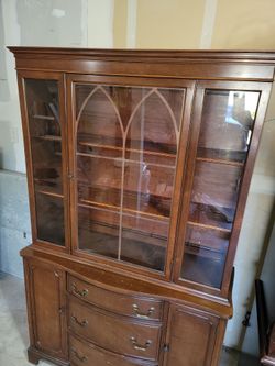 SOLID WOOD & Glass. China Cabinet Hutch Closet Wardrobe Shelf Drawers Chest Dresser