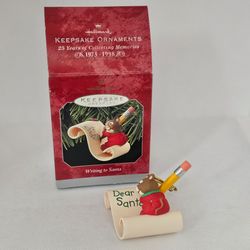 Hallmark Writing To Santa 1998 Keepsake Ornament Mouse Letter to Santa Pencil

Excellent Pre-owned condition, no flaws
Box has some wear due to storag