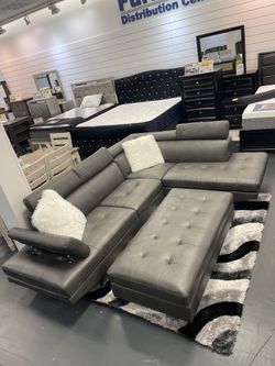 Holiday sale. Ibiza gray sectional with ottoman set only $999. Easy finance option. Same day delivery.