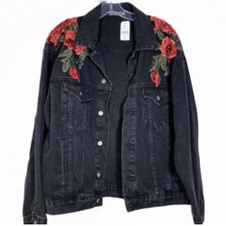 carmar rose denim jacket black