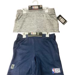 NBA Basketball Shorts Sz 8 Boys 2 Pack Gray/ Navy NBA Logo