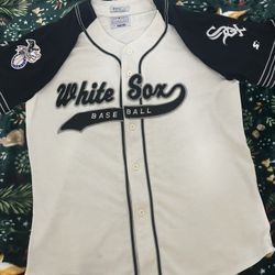 Vintage Starter MLB Chicago White Sox Baseball Jersey L White Sewn Spell Out 