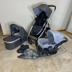 Uppababy Cruz V2 Stroller with Bassinet and Car Seat Grey 