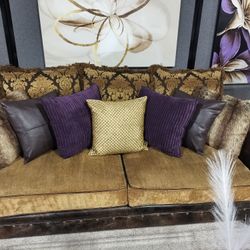 Gorgeous King Hickory Leather, Fabric, and Nailhead Trim Oxersized Sofa