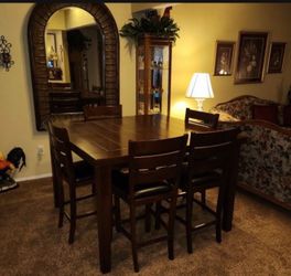Dark brown dining table