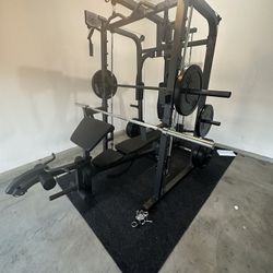 Vesta Fitness Smith Machine 2001 w/Bench Attachment | 230lb Bumpers Weights | 7ft Olympic Bar | Fitness | Gym Equipment | FREE DELIVERY 🚚 