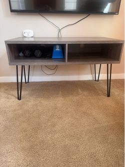 Gray Wood TV Console and Matching Side Table