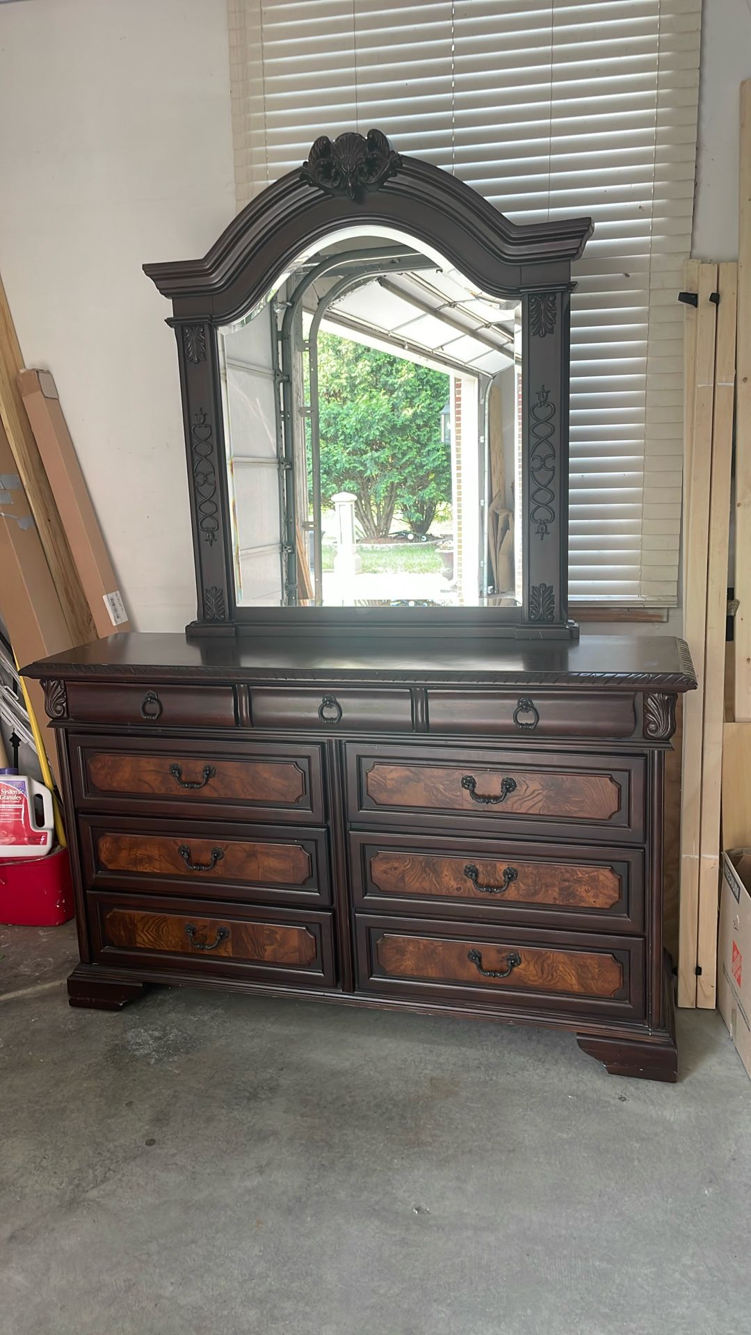 Dresser With Mirror Including 2 Light Stands