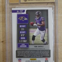 Lamar Jackson 2018 Panini Contenders #112 Rookie Ticket SP AUTO BGS 9.5/10 auto. collectible. 