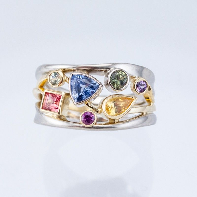 "Multicolor Stones Zircon Stackable Cross Fashion Rings for Women, PD218