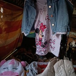 Girls Outfits And Large Bag Of Similar Clothes And Shoes Included