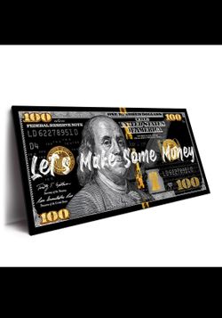 100 bill canvas poster only