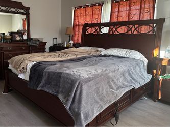 King Size Bed Frame - Mahogany -$600
