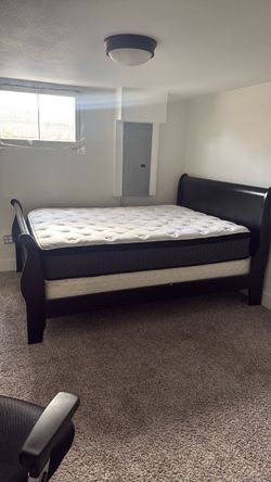 Queen bed and mattress 12inch  for sale