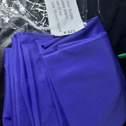 Purple Table Linens 6 piece set, ROUND Table 70” - new tablecloths