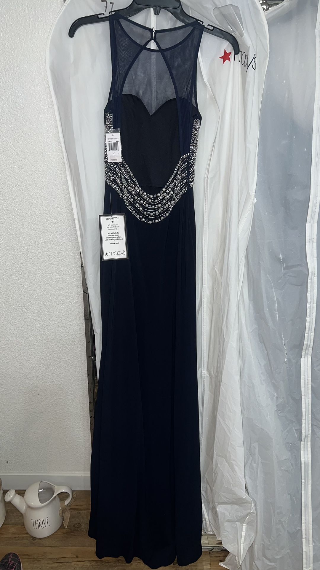 New Macy's Navy Blue Long Dress Size 1 Women - www.ice4pros.com.br