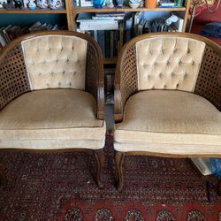 MCM Vintage Cane Barrel Chairs- Pair