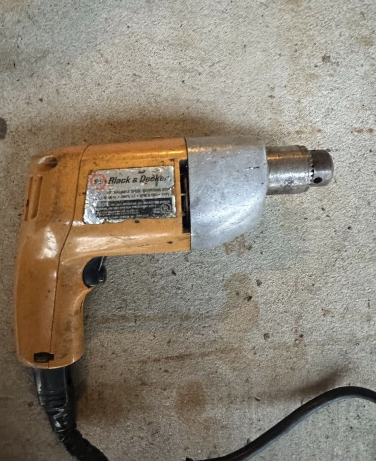 Vintage Black & Decker Variable-Speed Corded Drill