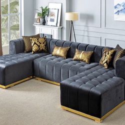 Brand New Velvet Sectional In Box- Finance Available Only $49 Down
