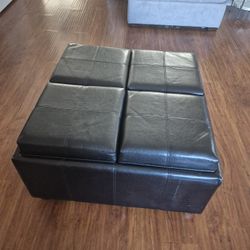 Black Leather Ottoman With Storage