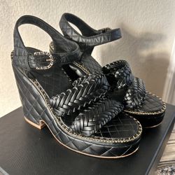 Authentic CHANEL Size 7 Espadrilles Shoes Heels