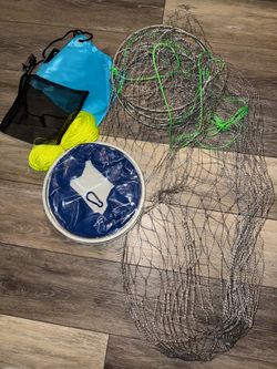 Collapsible Crab Net with rope, bait bag, portable crab trap storage , dock and pier