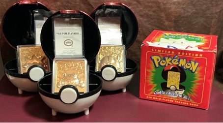 Burger King 1999 Gold Pokémon Poké Balls (Lot of 4 – 3 Loose w/ Cards + 1 Sealed Box)