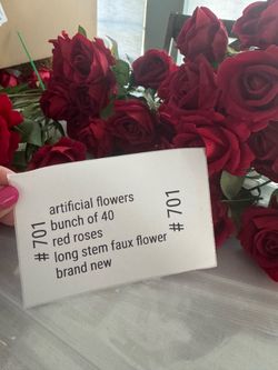 Beautiful artificial flowers box of , 40 pieces  / red roses, long stem  all new