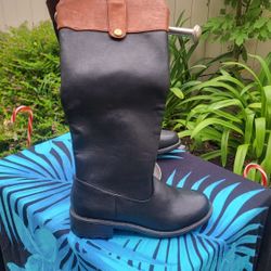 Black Leather Boot W/ Brown Edge 5.5