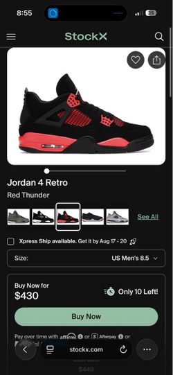 Air Jordan 4 Retro ‘Red Thunder’ Men’s 8.5