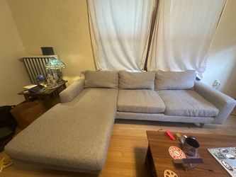 Eddy 90" Reversible Sectional, Deco Weave, Pearl Gray, Almond