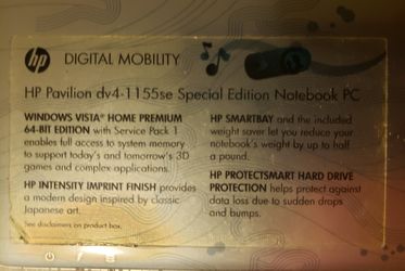 Hp Pavilion dv4-1155se Special Edition Notebook PC