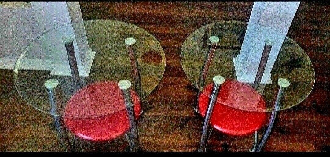 2 Red Glass Coffee Table