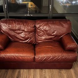 Two Rustic Italian Leather Couches