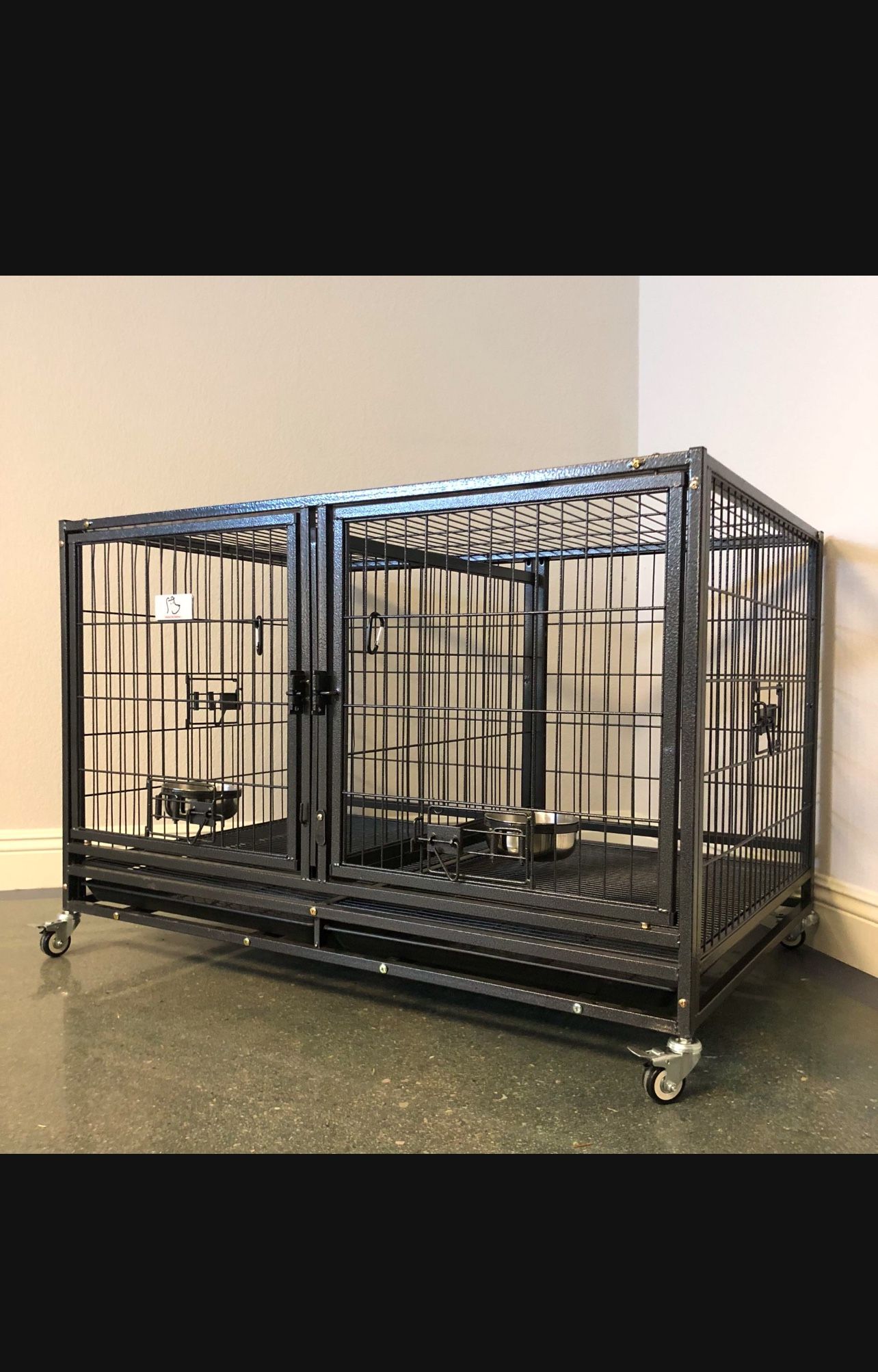 Dog Cage Kennel Size 43” With Divider And Feeding Bowls New In Box 📦