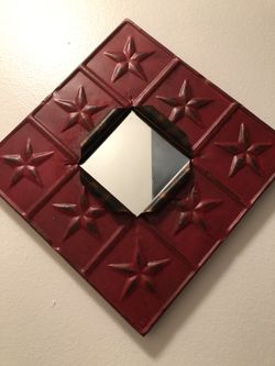 Rustic frame with mirror.
