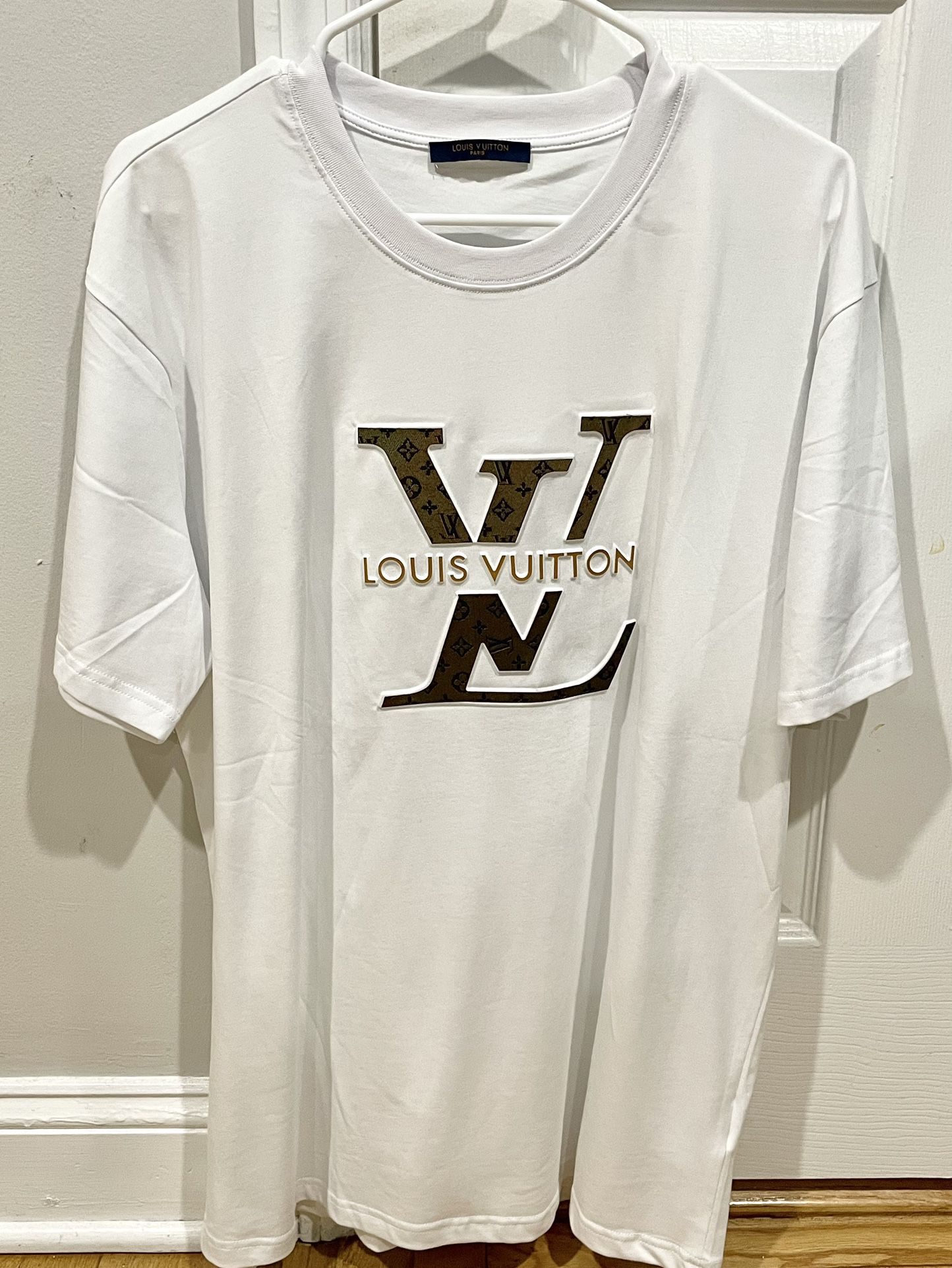 Louis Vuitton White Jersey All Over Logo Print Crewneck T-Shirt XL Louis  Vuitton