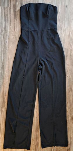 Womens Abercrombie & Fitch Black Strapless Split-Hem Jumpsuit