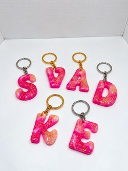 Custom Resin Letter Keychain – Choose Any Letter A–Z, Pick Your Colors & Glitter, Personalized Gift