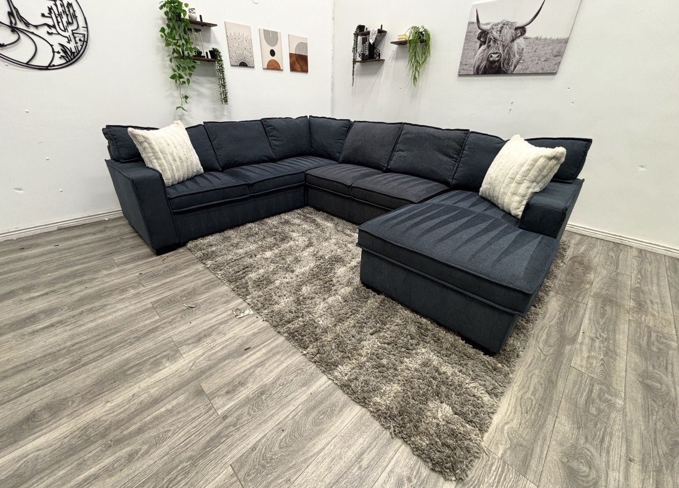 Navy Sectional Couch - Free Delivery