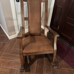 Wood N Leather Rocking Chair 