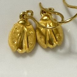 24 Karat Gold Lady Bug Earrings