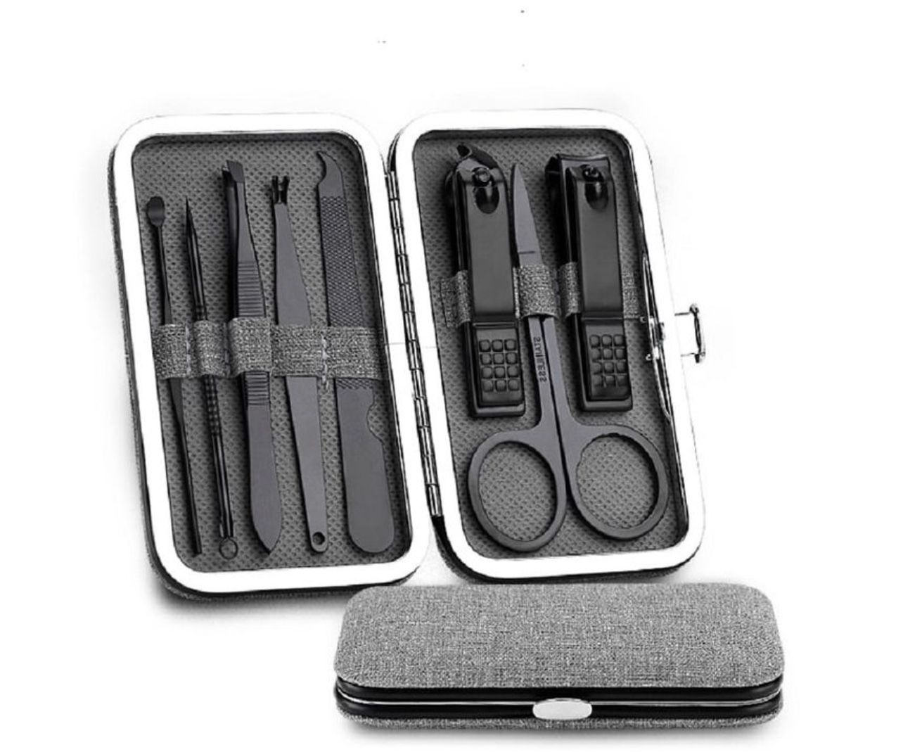 8 Pcs Manicure Pedicure Set Nail Clippers Callus Remover Kit Hand Foot Care Grey